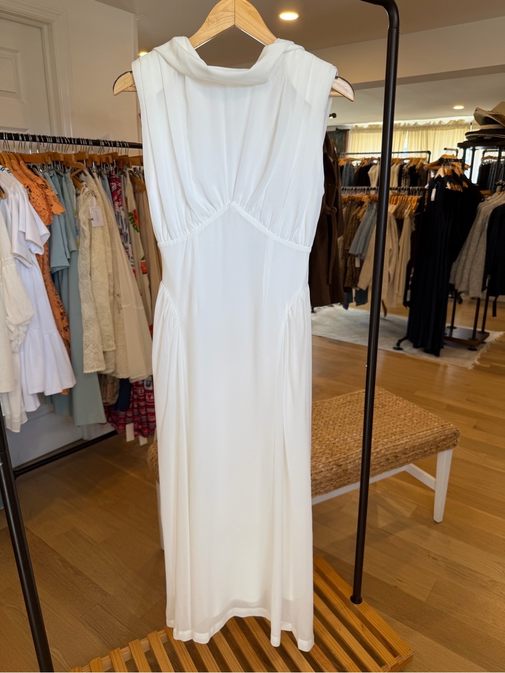 Sasha White Mock Neck Midi Dress